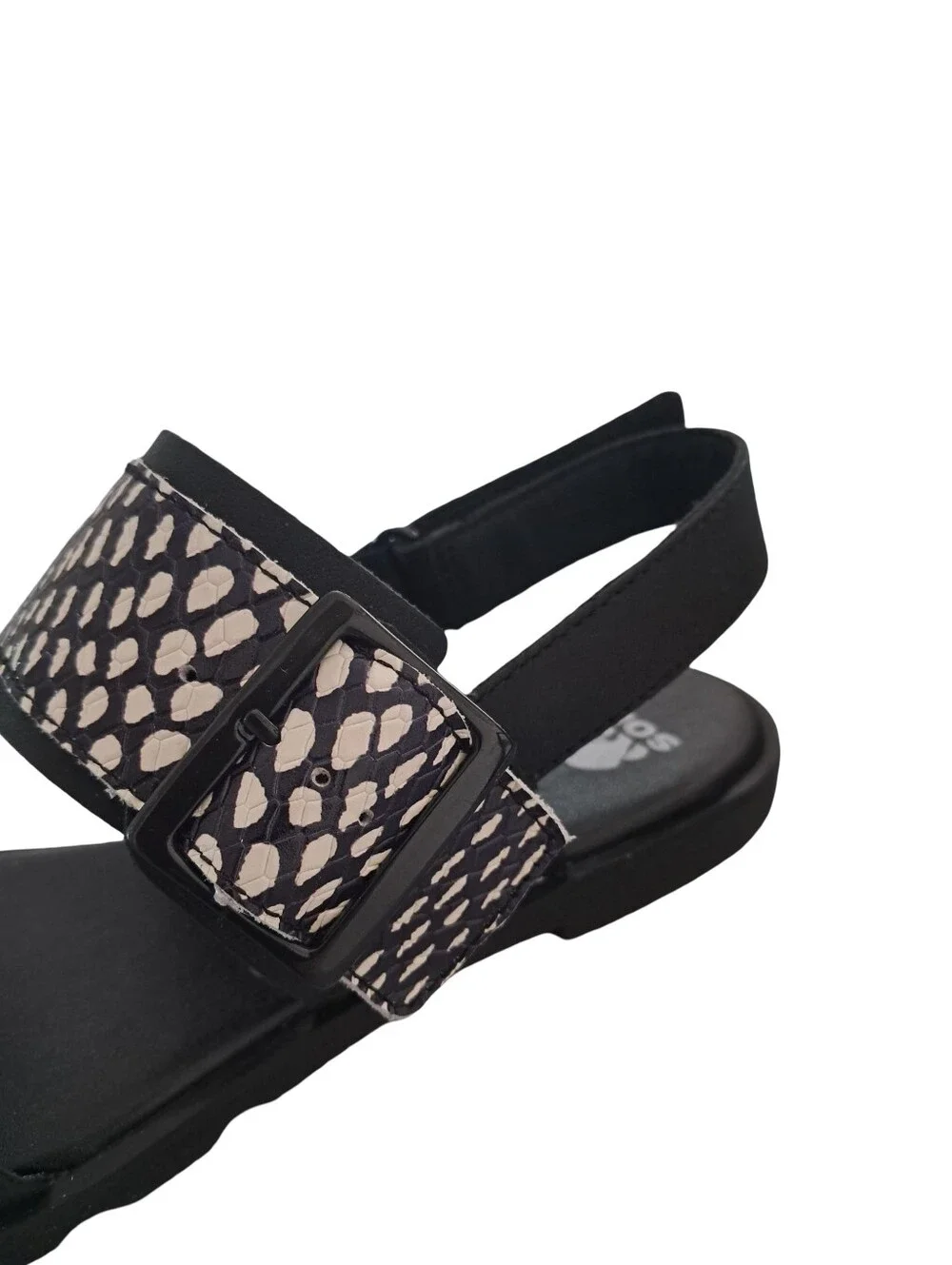 Sorel Ella III Leather Black Sandals Womens Size 6 New